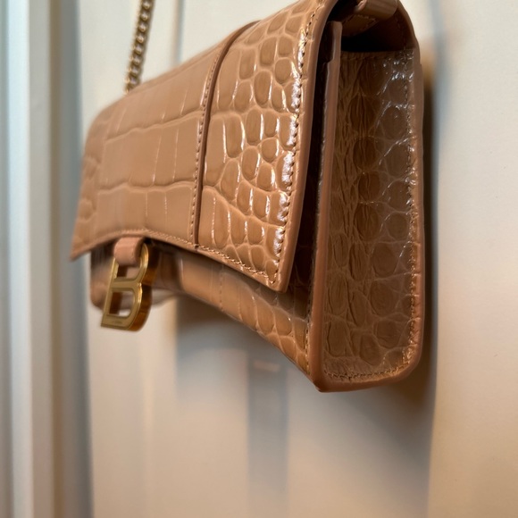 Balenciaga Hourglass Wallet With Chain Nude Crocodile Embossed - Picture 5 of 8